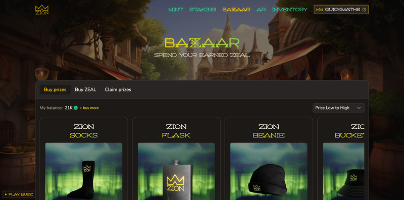 A screenshot of https://zionmultiverse.com
